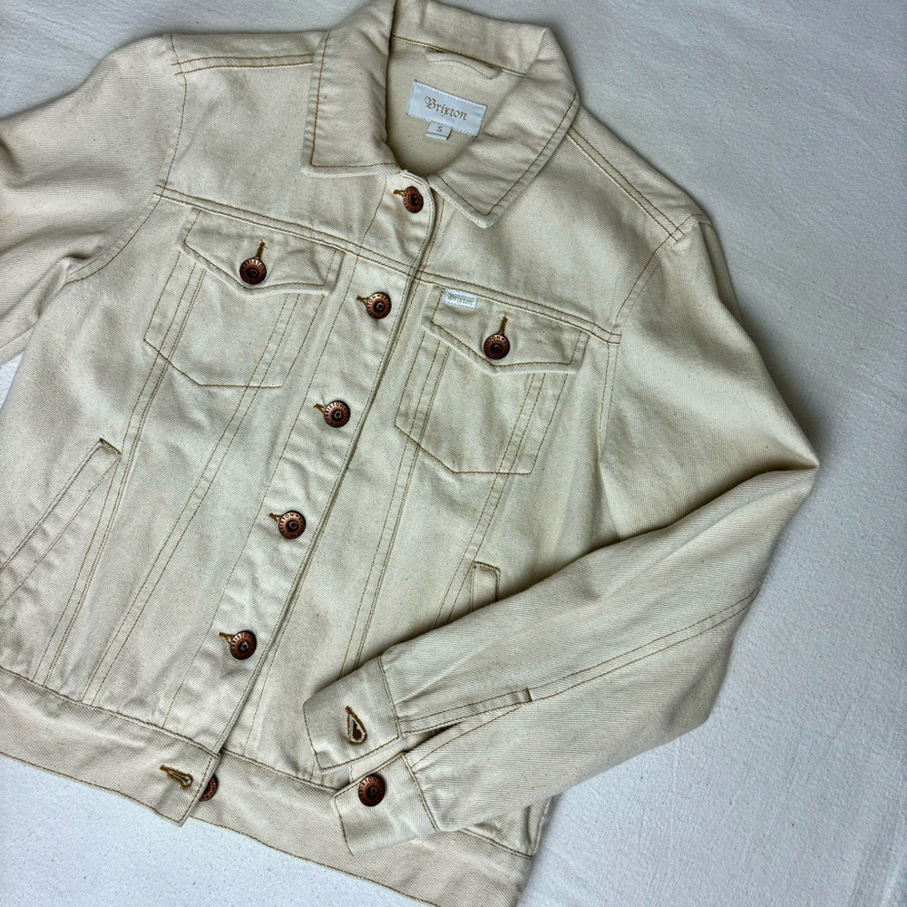 Brixton Ivory Denim Jacket with Copper Buttons sz Small